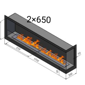 Біокамін кутовий правий 2*650