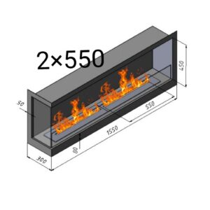 Біокамін кутовий лівий 2*550
