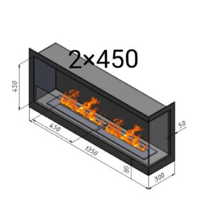 Біокамін кутовий правий 2*450