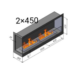 Біокамін кутовий лівий 2*450