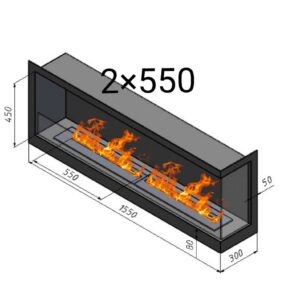 Біокамін кутовий правий 2*550