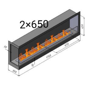 Біокамін кутовий лівий 2*650