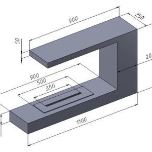 Дизайнерський біокамін п-подібний підвісний