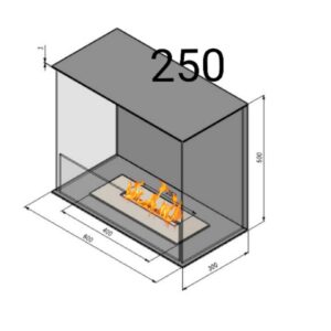 Біокамін фронтальний (трьохсторонній) безрамочний 250