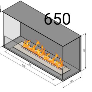 Біокамін фронтальний ( трьохсторонній) безрамочний 650